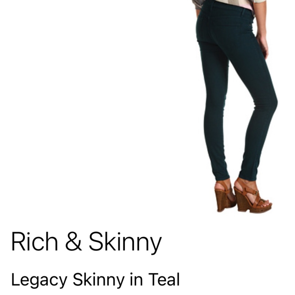 NWOT Rich & Skinny teal skinny jeans